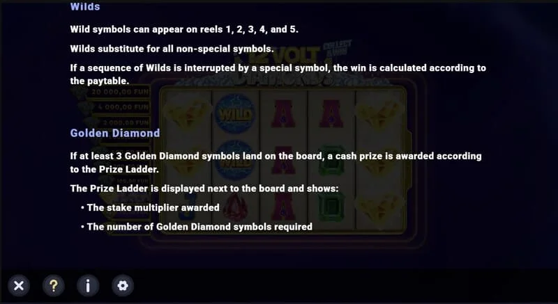 12 Volt Diamonds – sett med Wild og betalende symboler på rutenettet
